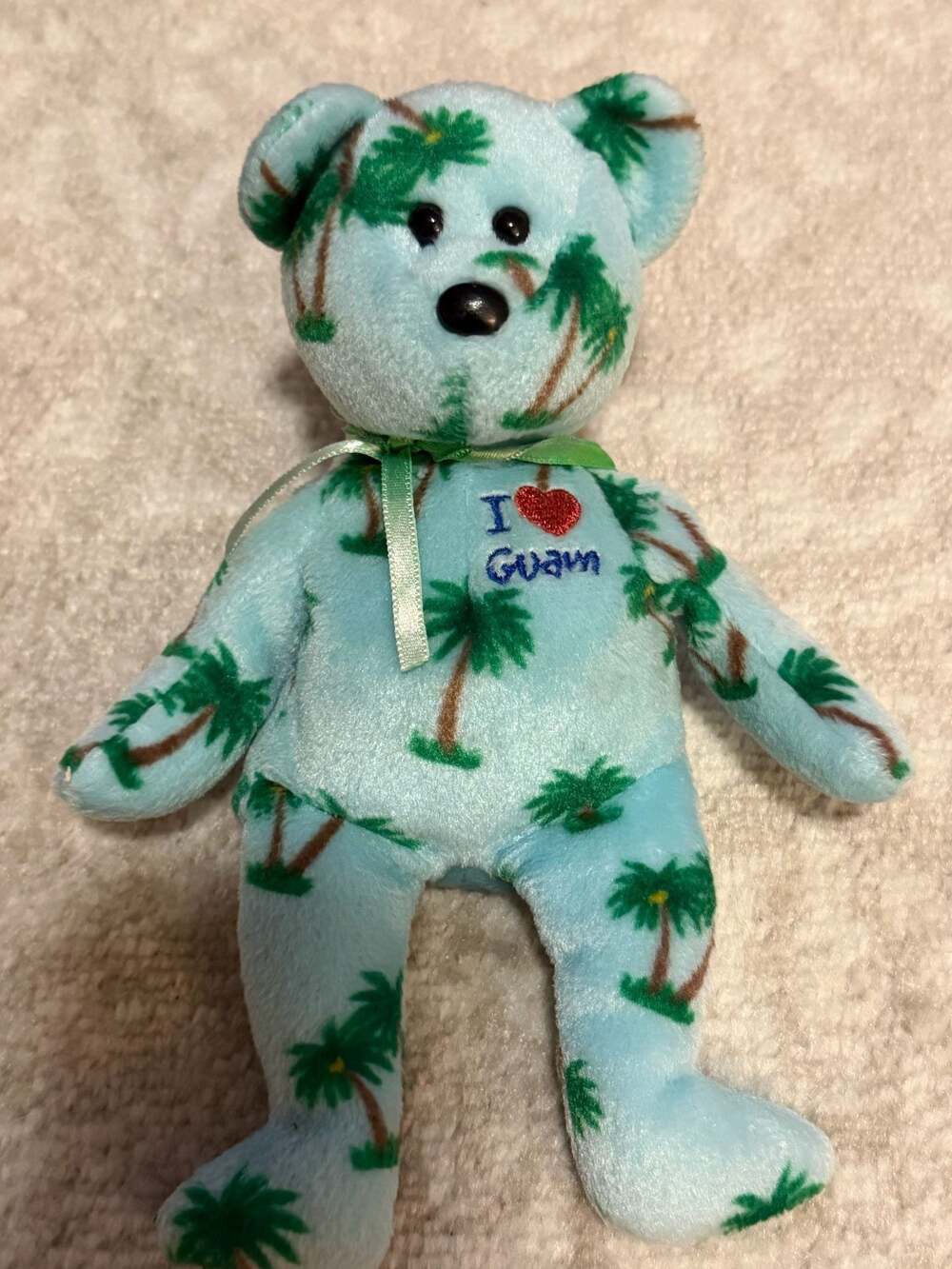 Ty Beanie Baby I Love Guam Palm Tree Teddy Bear